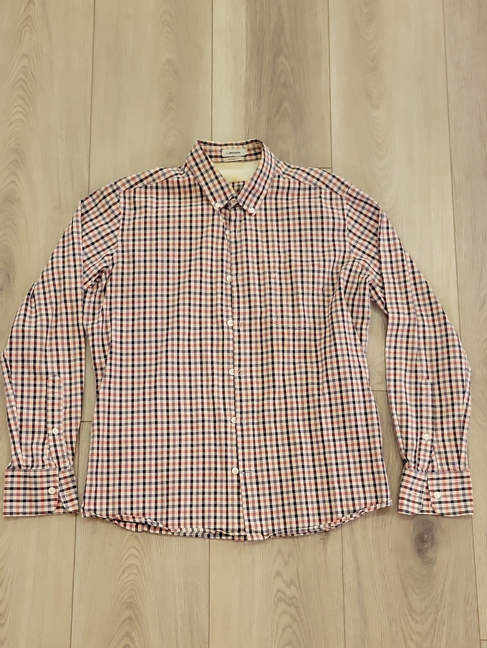 J.Lindeberg Red, Navy & White Checked Button-Down Shirt
